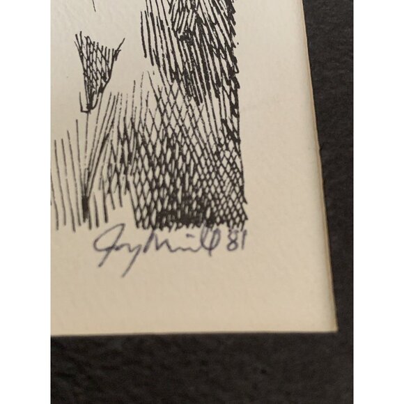 Greg Merrill Signed Numbered 42/100 Dated 1981 Sketch OWL PRINT Black Matte - Picture 5 of 8